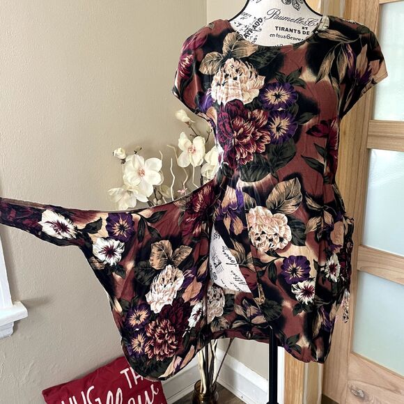 Knapp Studio Women Floral Casual Fall Autumn Colors Woman Wrap Mini Dress - Picture 13 of 14